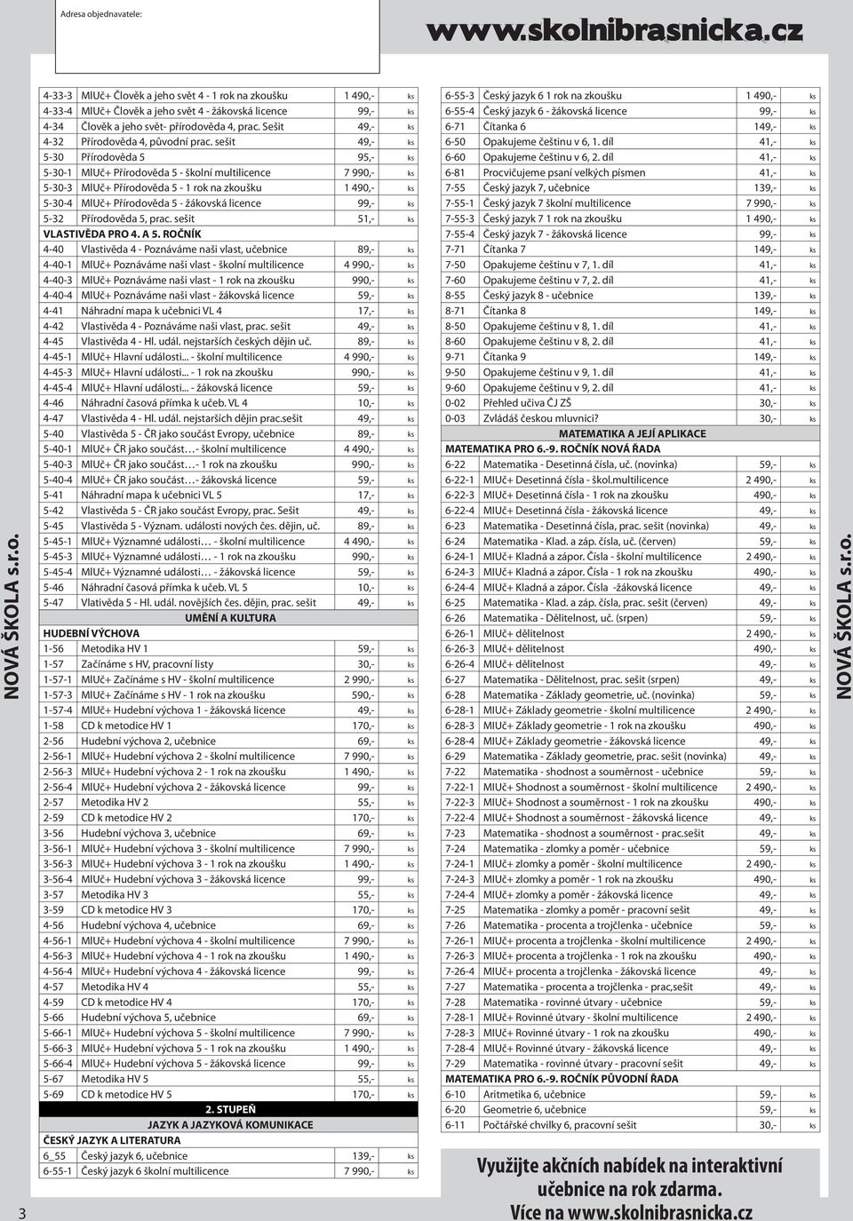 sešit 49,- 5-30 Přírodověda 5 95,- 5-30-1 MlUč+ Přírodověda 5 - školní multilicence 7 990,- 5-30-3 MlUč+ Přírodověda 5-1 rok na zkoušku 1 490,- 5-30-4 MlUč+ Přírodověda 5 - žákovská licence 99,- 5-32