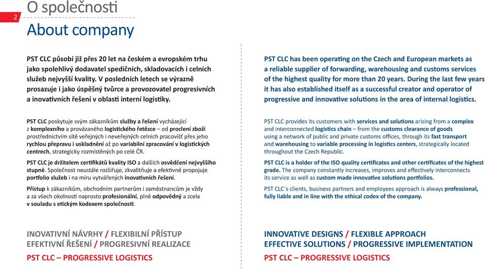 PST CLC has been operating on the Czech and European markets as a reliable supplier of forwarding, warehousing and customs services of the highest quality for more than 20 years.