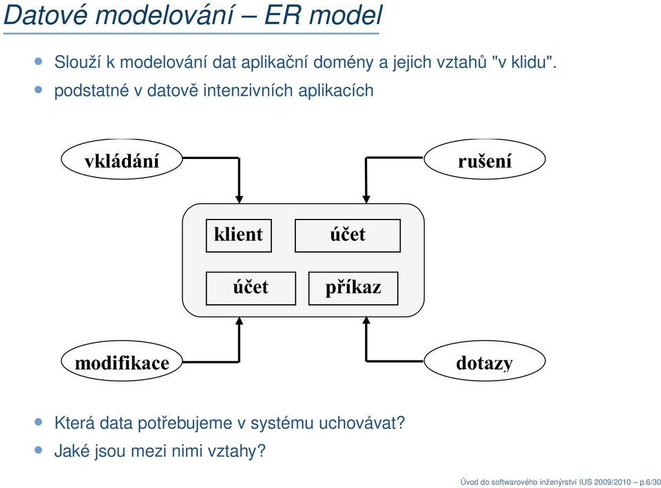 podstatné v datově intenzivních aplikacích Která data potřebujeme