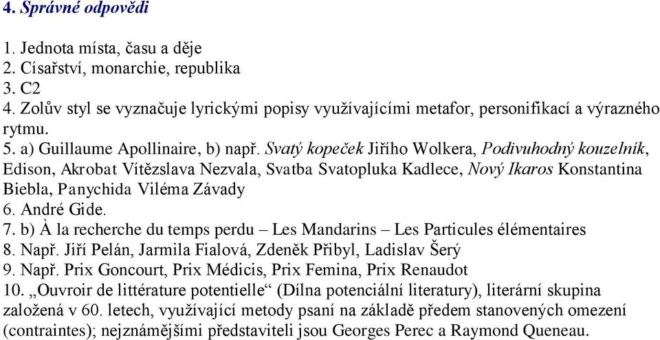 Svatý kopeček Jiřího Wolkera, Podivuhodný kouzelník, Edison, Akrobat Vítězslava Nezvala, Svatba Svatopluka Kadlece, Nový Ikaros Konstantina Biebla, Panychida Viléma Závady 6. André Gide. 7.