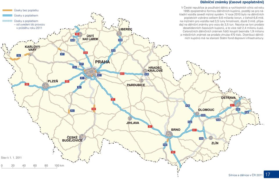 na mýtném pro vozidla nad 3,5 tuny hmotnosti, zbylé 3 mld. připadají na dálniční známky pro vozy do 3,5 tun. Nejvíce se loni prodalo desetidenních časových kuponů, a to více než 2,4 milionu kusů.