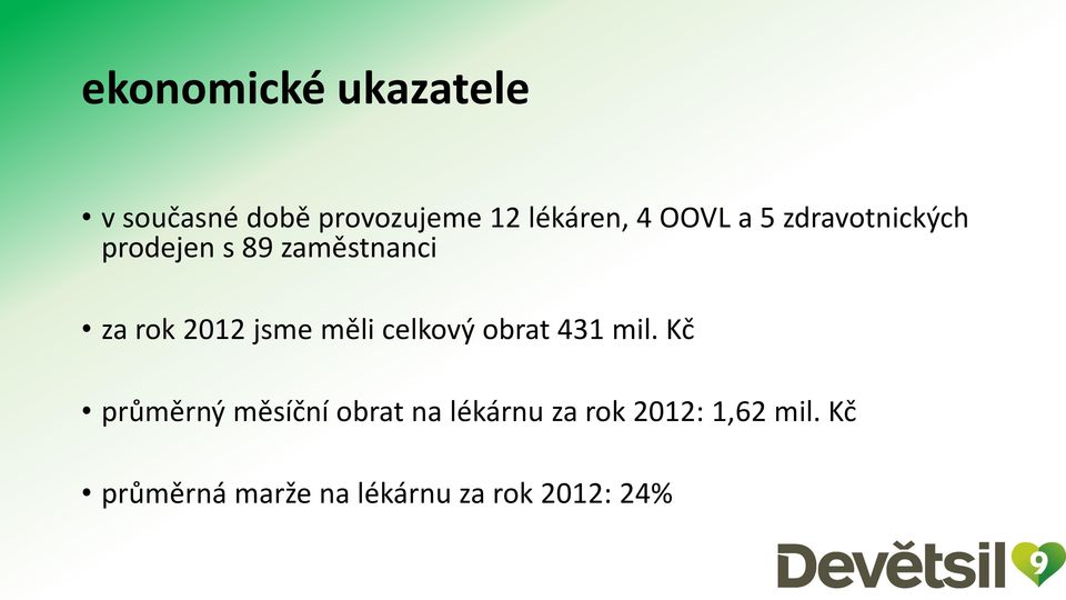 jsme měli celkový obrat 431 mil.