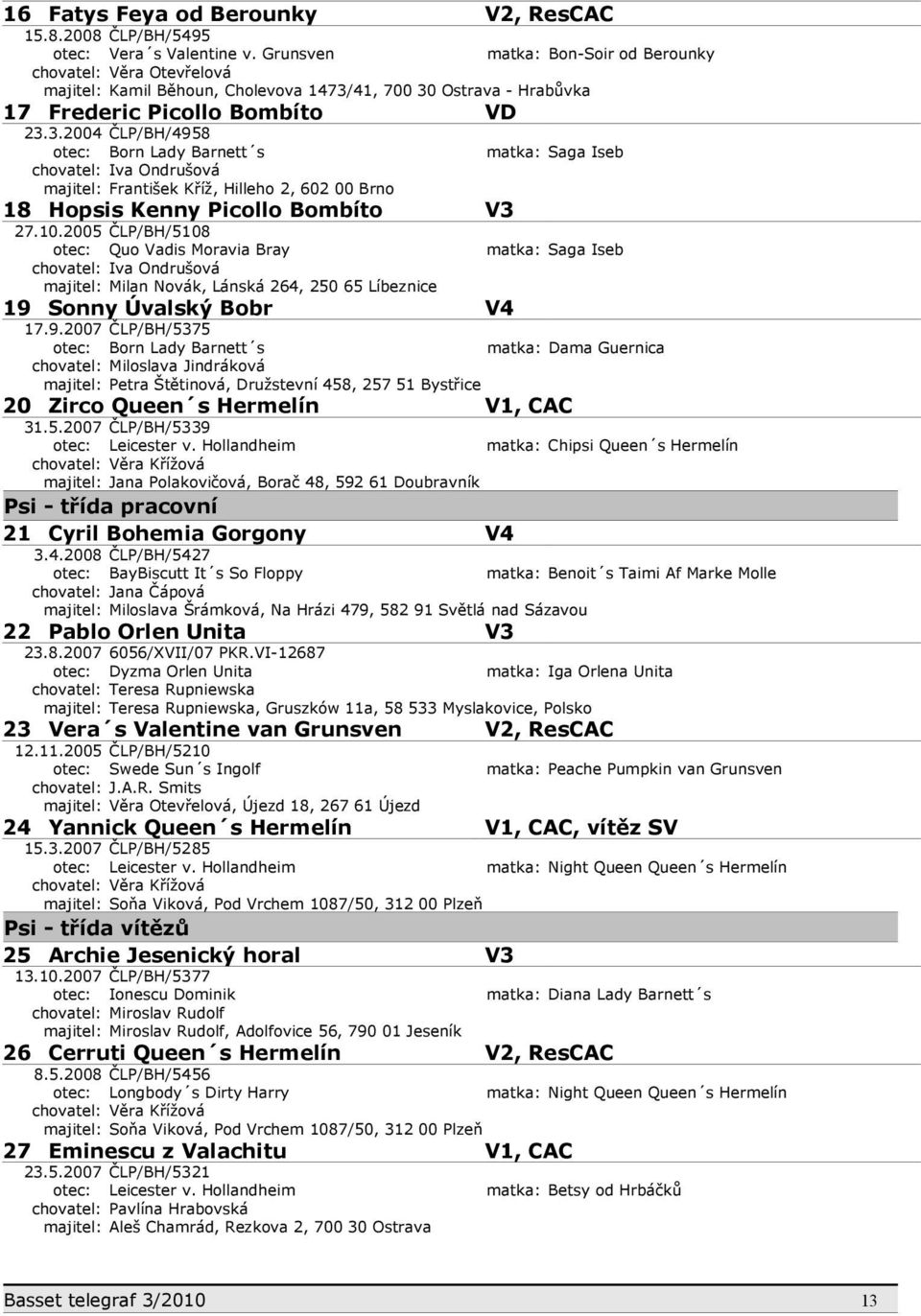 Smits Věra Otevřelová, Újezd 18, 267 61 Újezd 24 Yannick Queen s Hermelín 15.3.