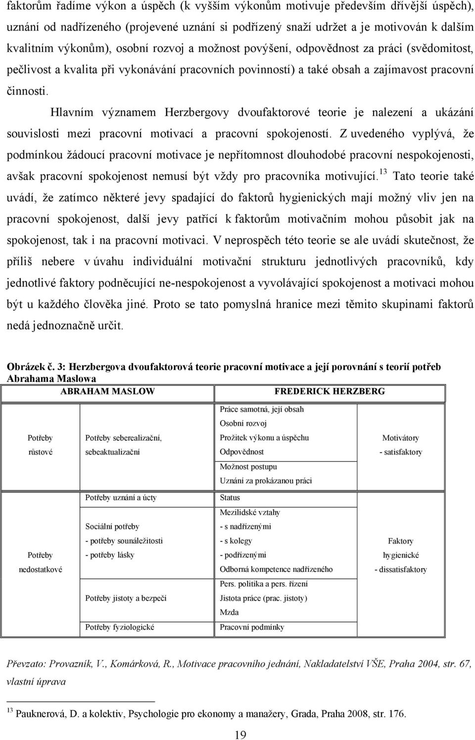 Hlavním významem Herzbergovy dvoufaktorové teorie je nalezení a ukázání souvislosti mezi pracovní motivací a pracovní spokojeností.