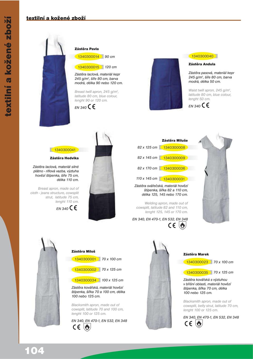 Waist twill apron, 245 g/m 2, latitude 80 cm, blue colour, lenght 50 cm.