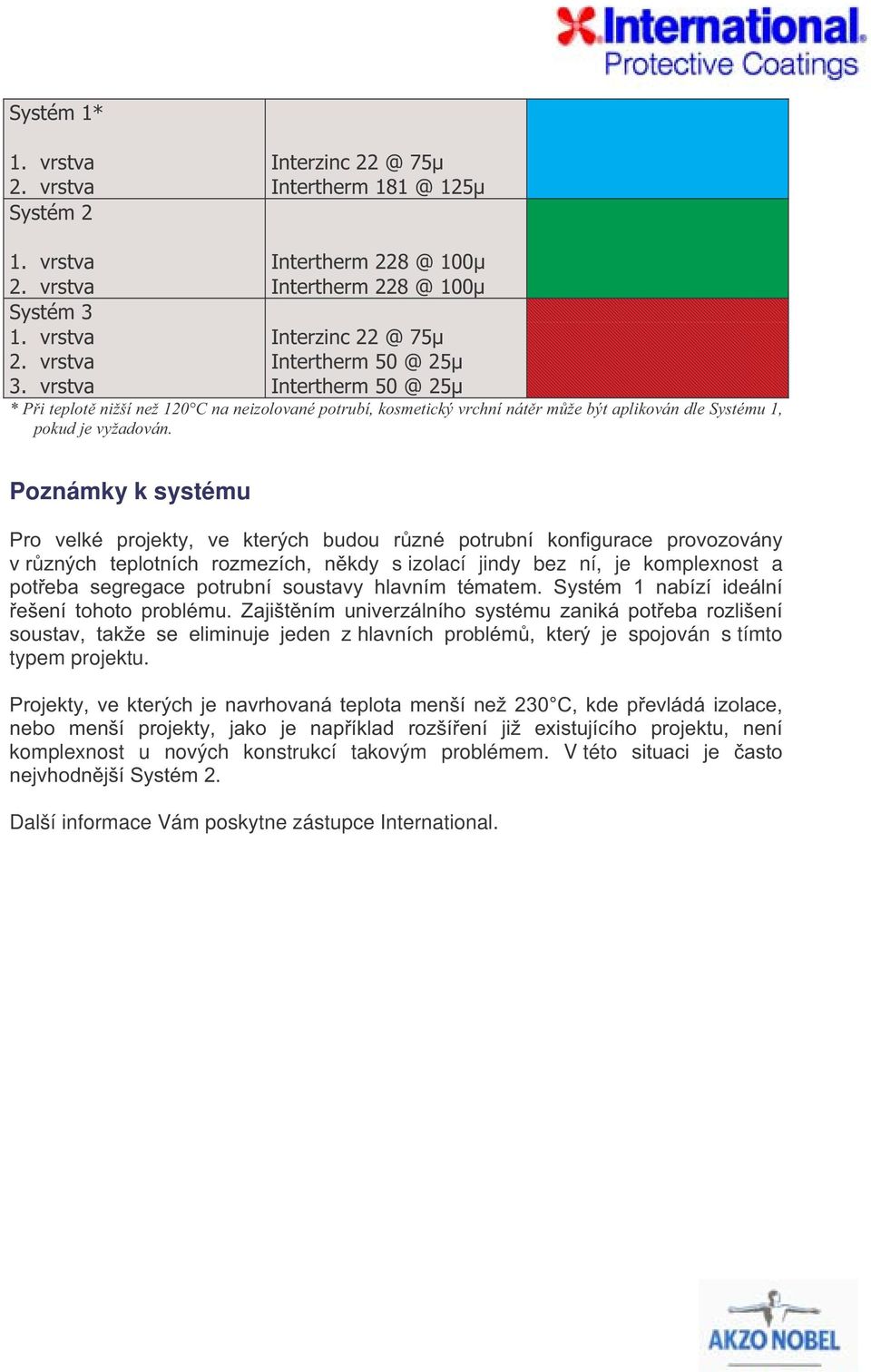 Poznámky k systému Pro velké projekty, ve kterých budou různé potrubní konfigurace provozovány v různých teplotních rozmezích, někdy s izolací jindy bez ní, je komplexnost a potřeba segregace