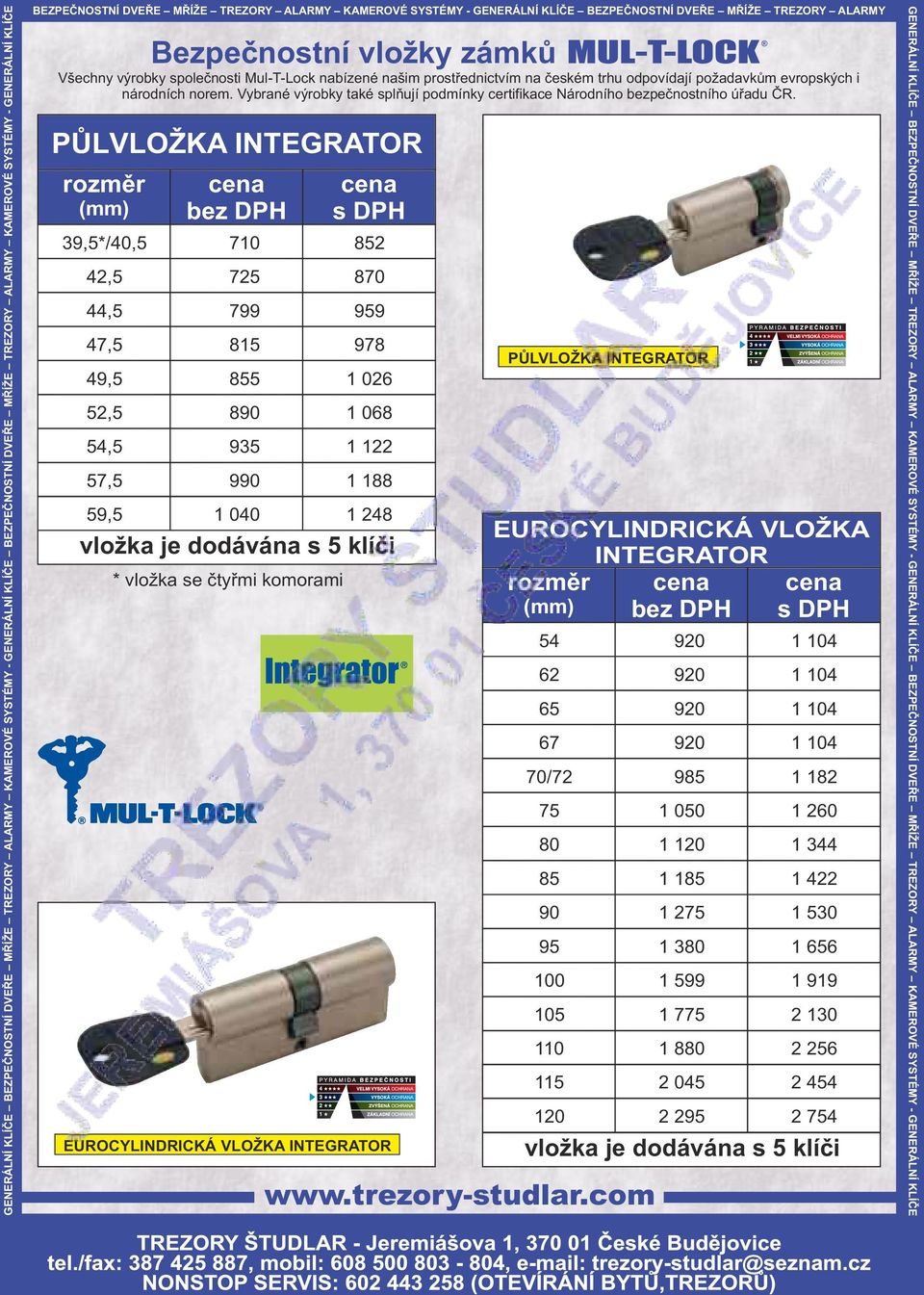 75 INTEGRATOR vložka 115 je dodávána 2 045 s 5 2 klíči 4 9 1 050 1 1 1 1 275 1 3 1 599 1 775 1 8 2 2 1