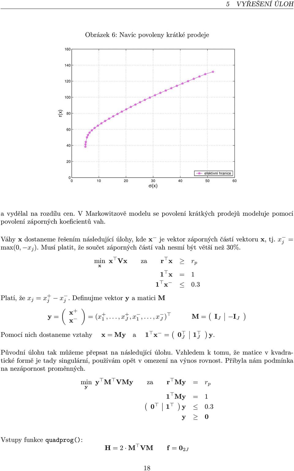 Musíplatit,žesoučetzápornýchčástívahnesmíbýtvětšínež30%. min x x Vx za r x r p 1 x = 1 1 x 0.3 Platí,že x j = x + j x j.definujmevektoryamaticim ( ) x + y= =(x + 1,...,x+ J,x 1,.