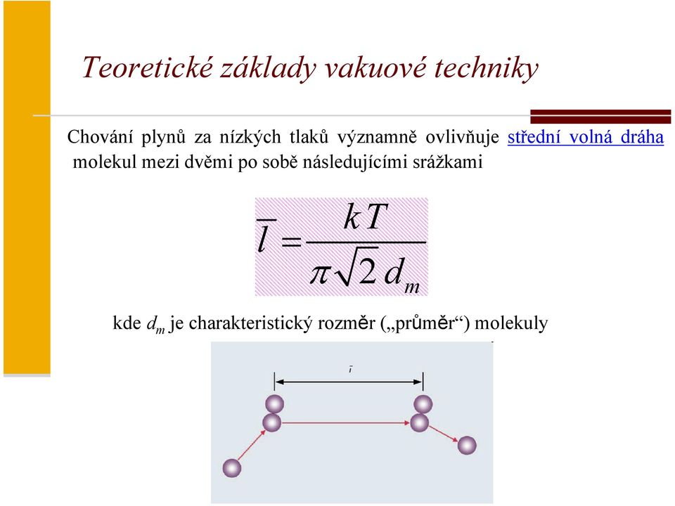 molekul mezi dvěmi po sobě následujícími srážkami l kt