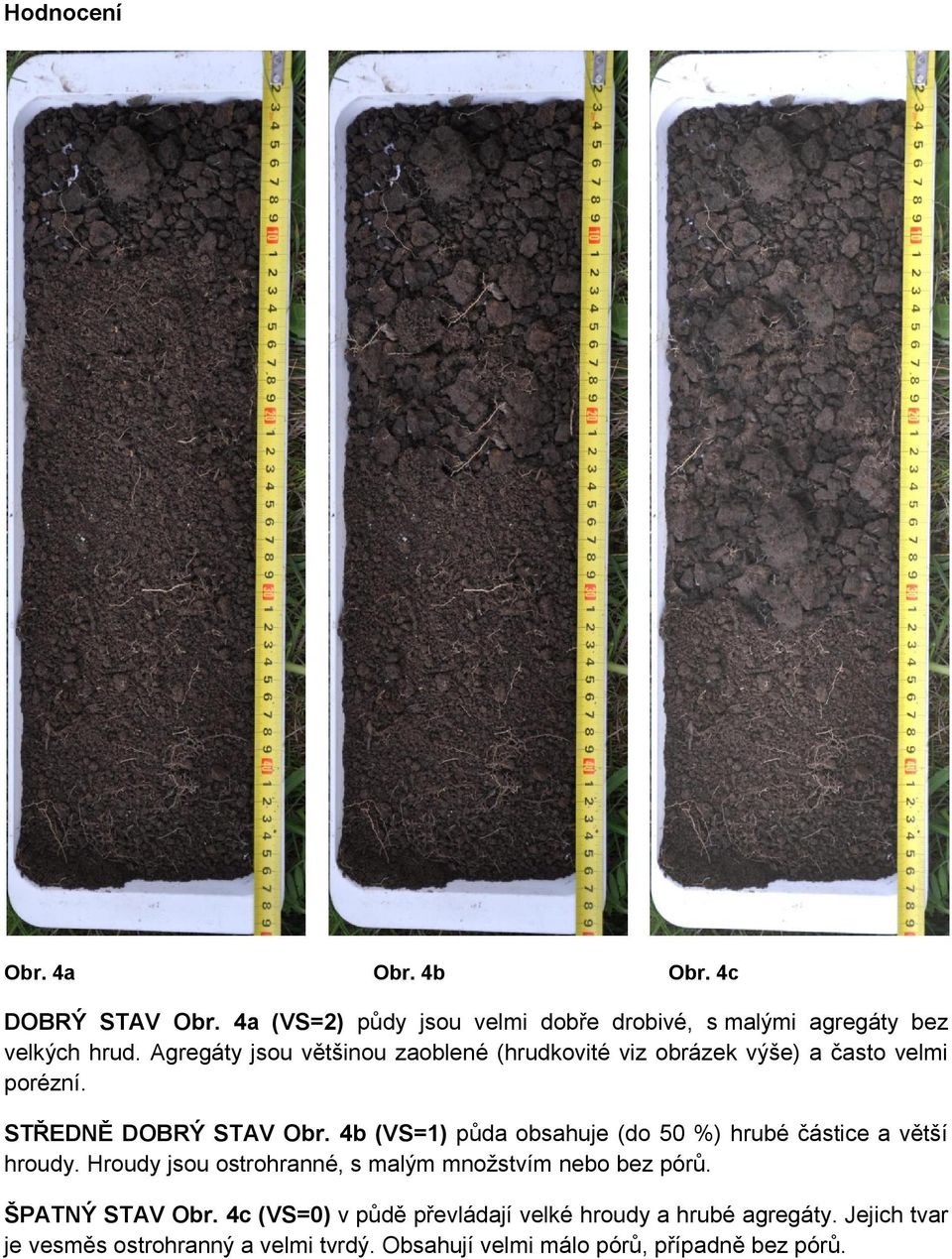 4b (VS=1) půda obsahuje (do 50 %) hrubé částice a větší hroudy. Hroudy jsou ostrohranné, s malým množstvím nebo bez pórů.