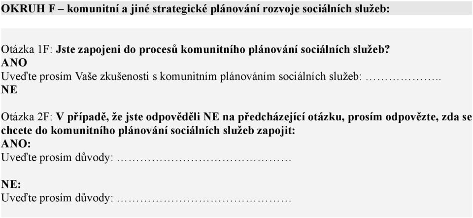 ANO Uveďte prosím Vaše zkušenosti s komunitním plánováním sociálních služeb:.