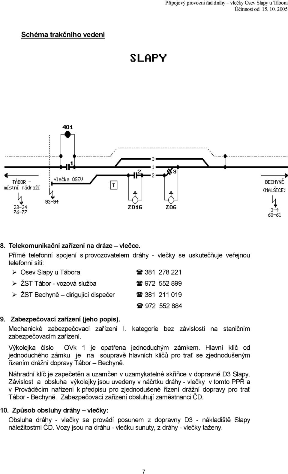 381 211 019 972 552 884 9. Zabezpečovací zařízení (jeho popis). Mechanické zabezpečovací zařízení I. kategorie bez závislosti na staničním zabezpečovacím zařízení.