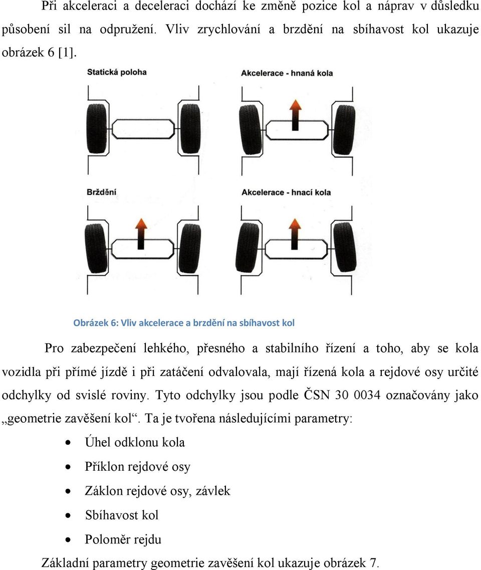 odvalovala, mají řízená kola a rejdové osy určité odchylky od svislé roviny. Tyto odchylky jsou podle ČSN 30 0034 označovány jako geometrie zavěšení kol.