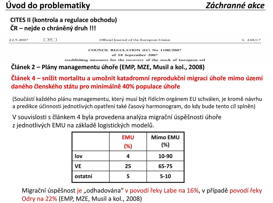 řídícím orgánem EU schválen, je kromě návrhu a predikce účinnosti jednotlivých opatření také časový harmonogram, do kdy bude tento cíl splněn) V souvislosti s článkem 4 byla provedena analýza