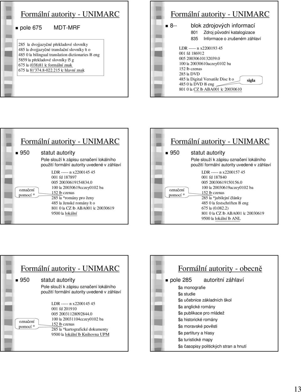 215 c hlavní znak 8-- blok zdrojových informací 801 Zdroj původní katalogizace 835 Informace o zrušeném záhlaví LDR ----- n x2200193 45 001 fd 186912 005 20030610132039.