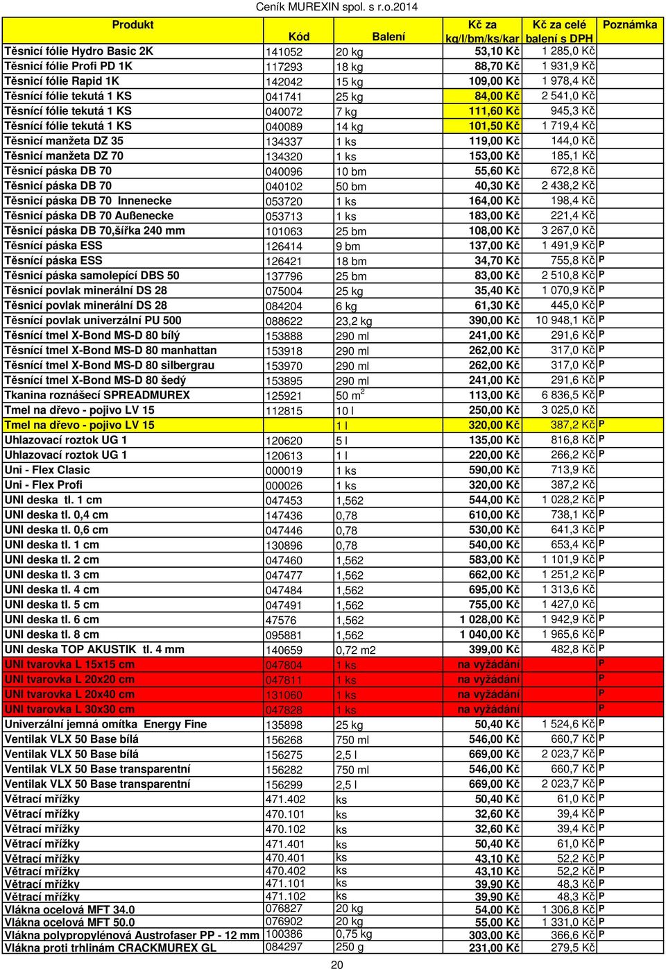 144,0 Kč Těsnicí manžeta DZ 70 134320 1 ks 153,00 Kč 185,1 Kč Těsnicí páska DB 70 040096 10 bm 55,60 Kč 672,8 Kč Těsnicí páska DB 70 040102 50 bm 40,30 Kč 2 438,2 Kč Těsnicí páska DB 70 Innenecke