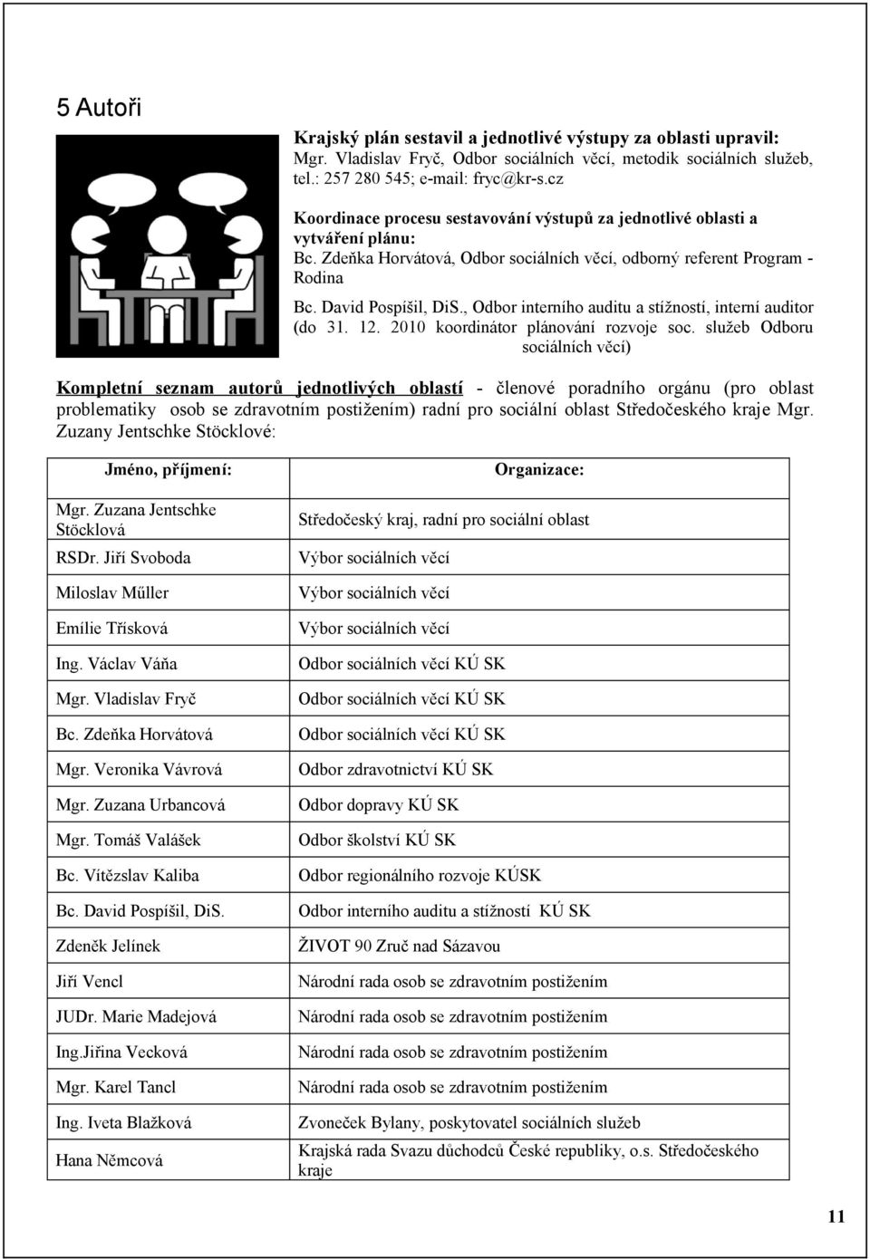 , Odbor interního auditu a stížností, interní auditor (do 31. 12. 2010 koordinátor plánování rozvoje soc.