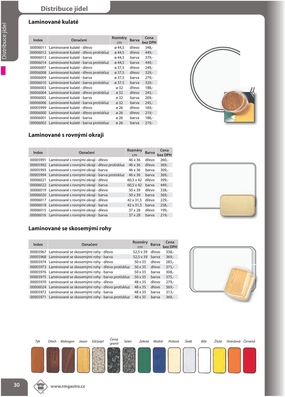 kulaté - barva ø 37,5 barva 279,- 00006010 Laminované kulaté - barva protiskluz ø 37,5 barva 329,- 00006003 Laminované kulaté - dřevo ø 32 dřevo 188,- 00006004 Laminované kulaté - dřevo protiskluz ø