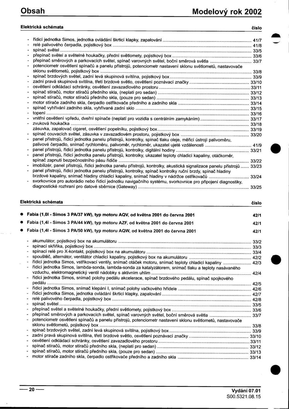 brzdových svìtel, zadní levá skupinová svítilna, pojistkový box 33/9 -zadní pravá skupinová svítilna, tøetí brzdové svìtlo, osvìtlení poznávací znaèky 33/10 -osvìtlení odkládací schránky, osvìtlení