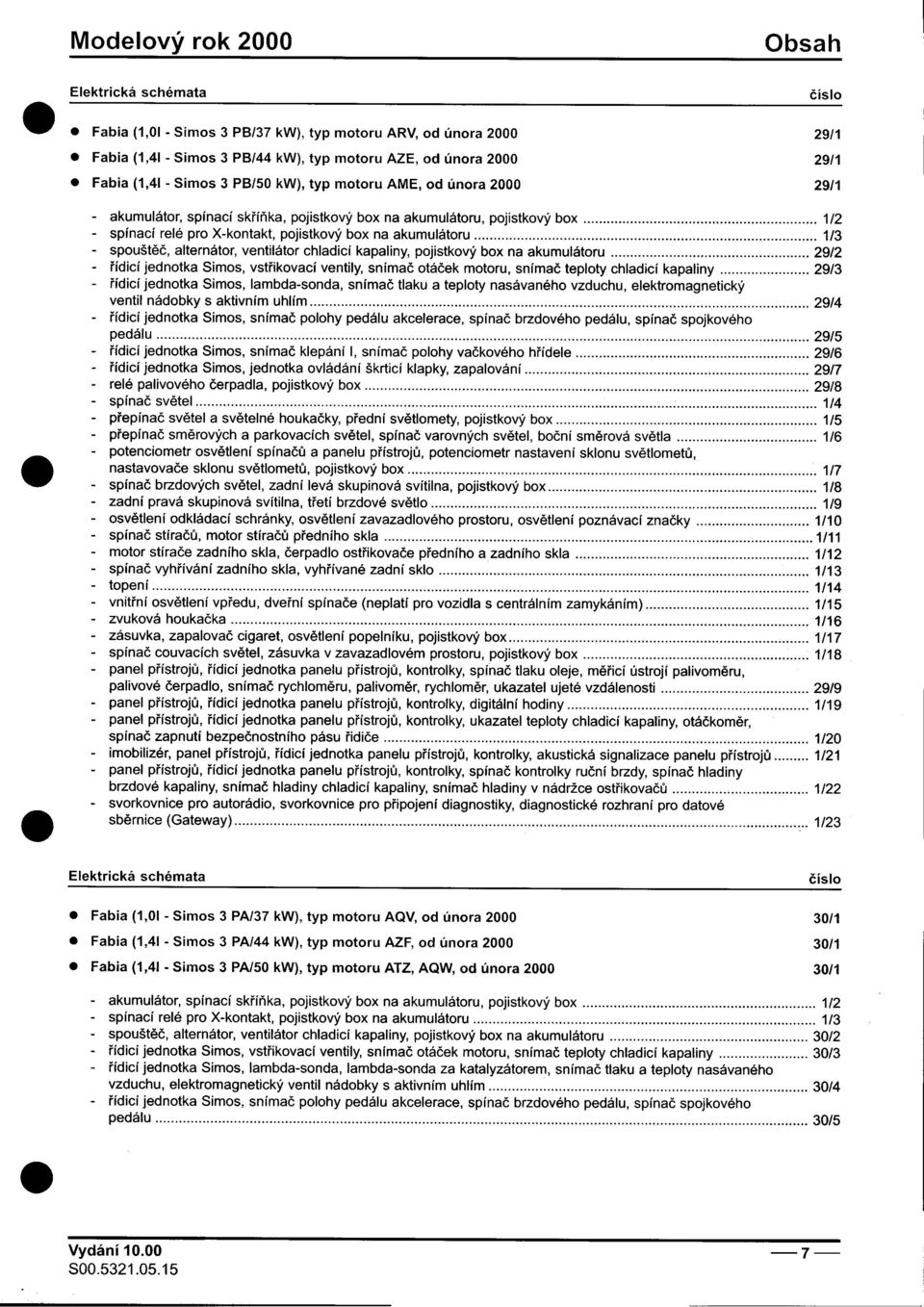 -spouštìè, alternátor, ventilátor chladicí kapaliny, pojistkový box na akumulátoru 29/2 -øídicí jednotka Simos, vstøikovací ventily, snímaè otáèek motoru, snímaè teploty chladicí kapaliny 29/3