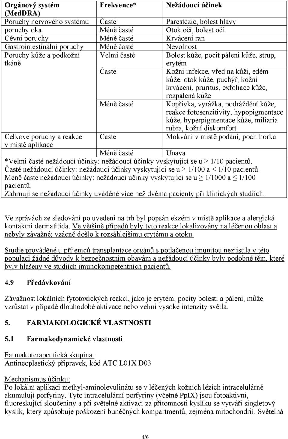 puchýř, kožní krvácení, pruritus, exfoliace kůže, rozpálená kůže Méně časté Kopřivka, vyrážka, podráždění kůže, reakce fotosenzitivity, hypopigmentace kůže, hyperpigmentace kůže, miliaria rubra,