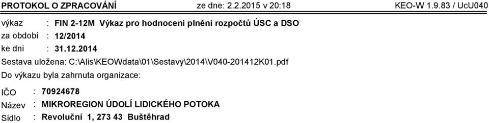 DSO 12/2014 31.12.2014 Sestava uložena: C:\Alis\KEOWdata\01\Sestavy\2014\V040-201412K01.