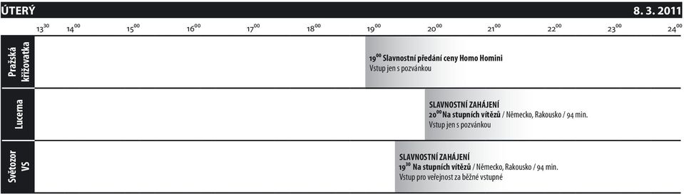 pozvánkou SLAVNOSTNÍ ZAHÁJENÍ 2000 Na stupních vítězů / Německo, Rakousko /