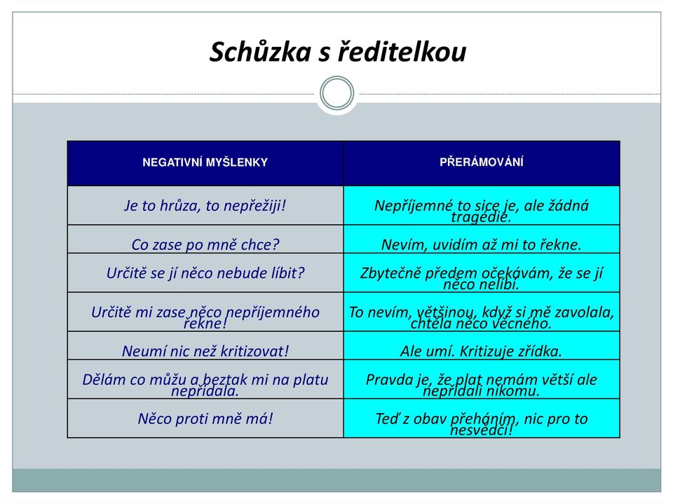 Nepříjemné to sice je, ale žádná tragédie. Nevím, uvidím až mi to řekne. Zbytečně předem očekávám, že se jí něco nelíbí.