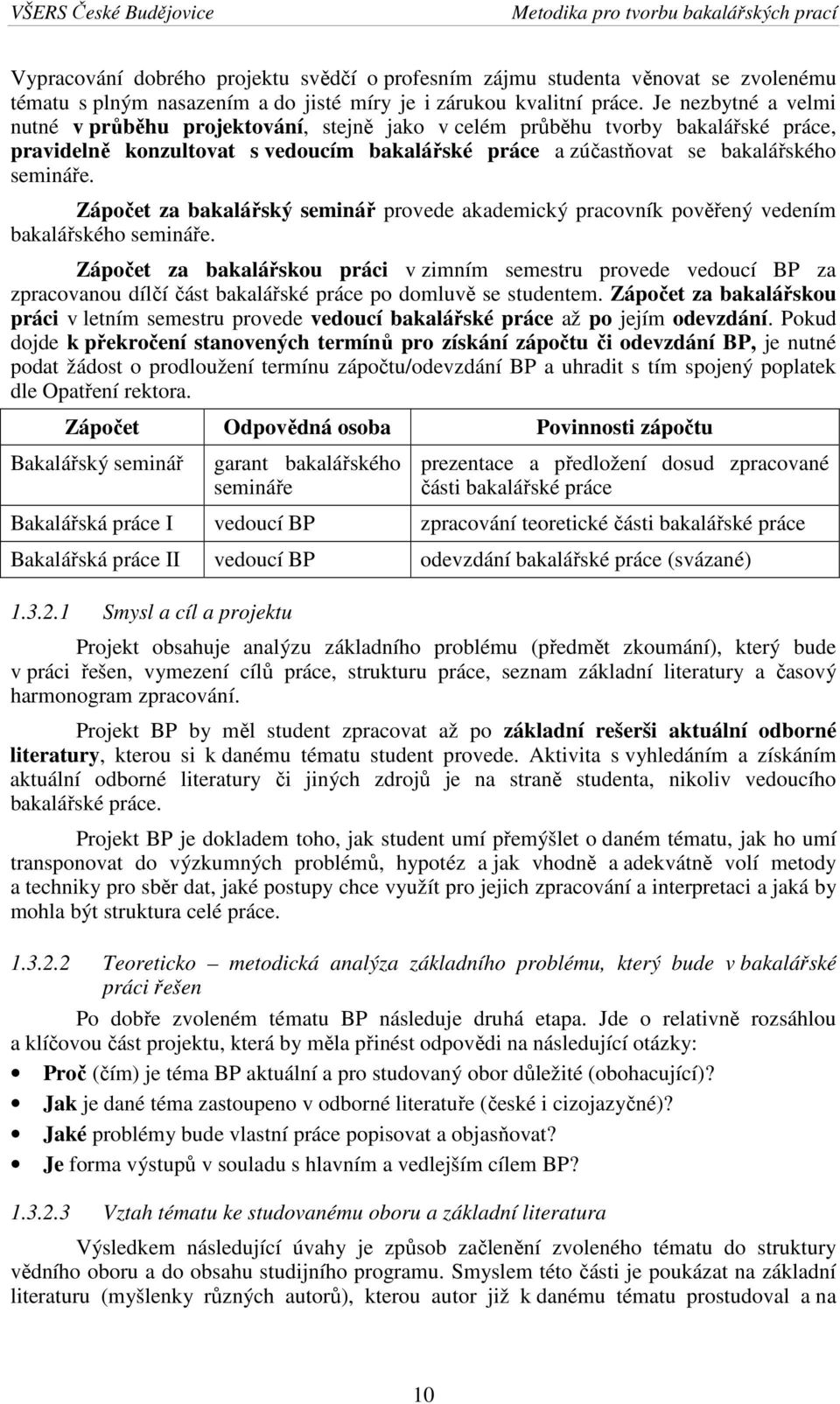 Zápočet za bakalářský seminář provede akademický pracovník pověřený vedením bakalářského semináře.