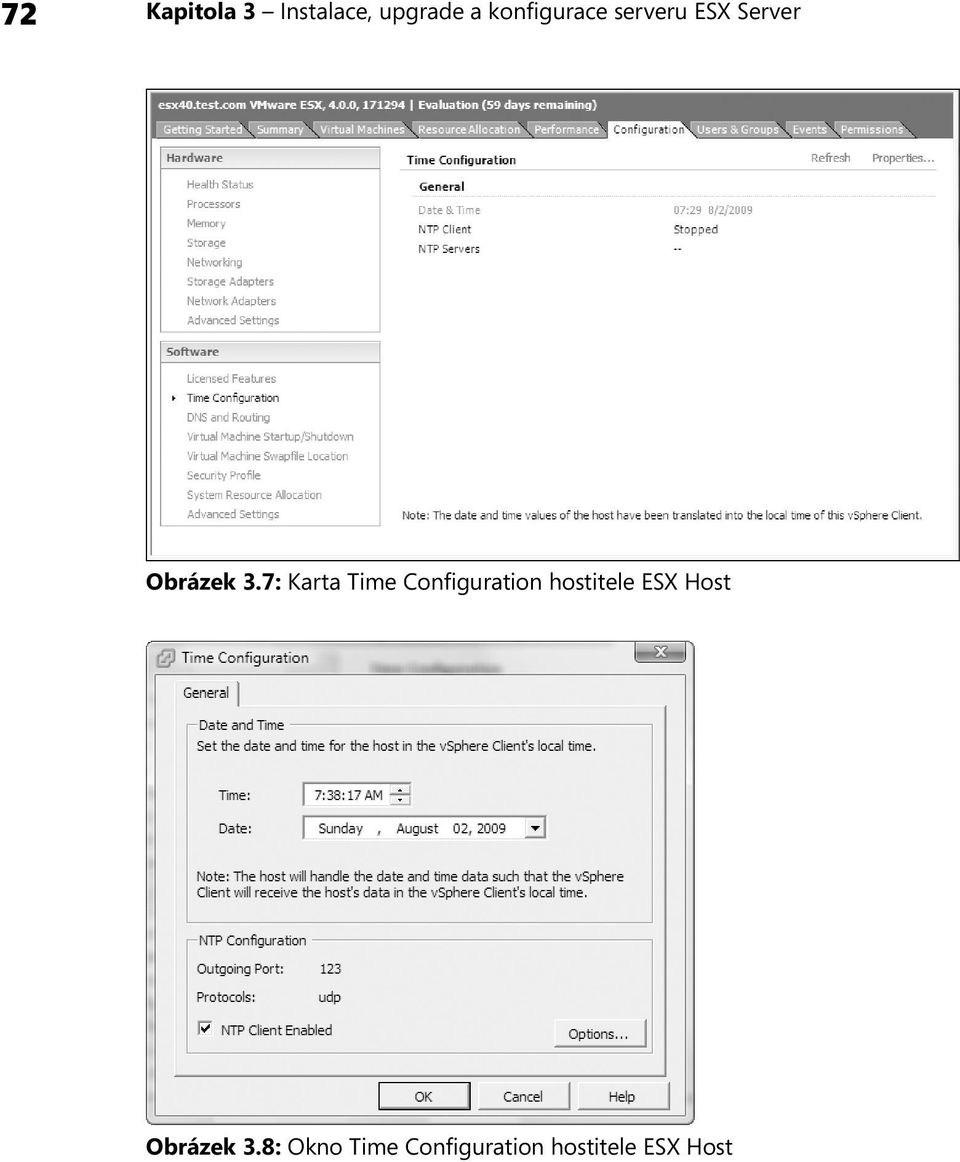 7: Karta Time Configuration hostitele ESX