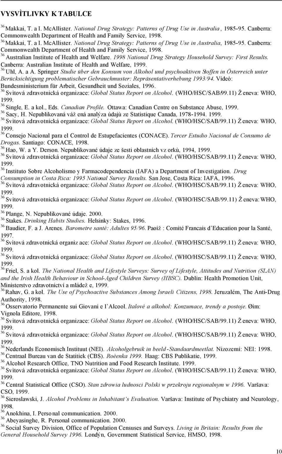 36 Australian Institute of Health and Welfare. 1998 National Drug Strategy Household Survey: First Results. Canberra: Australian Institute of Health and Welfare, 36 Uhl, A. a A.