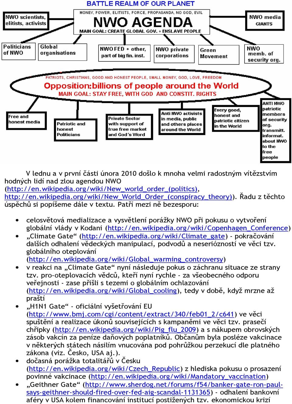 org/wiki/copenhagen_conference) Climate Gate (http://en.wikipedia.org/wiki/climate_gate) - pokračování dalších odhalení vědeckých manipulací, podvodů a neseriózností ve věci tzv.