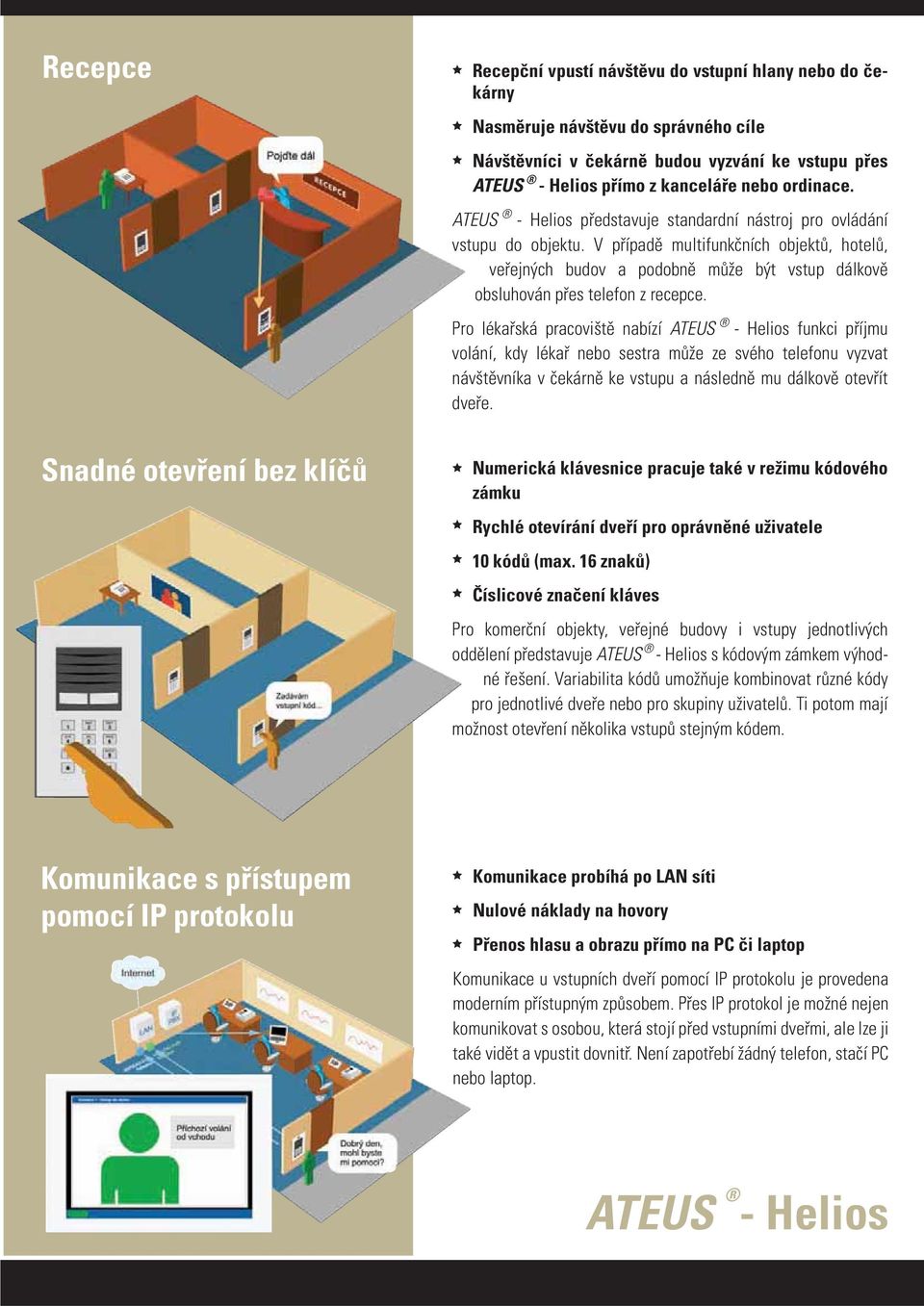 V případě multifunkčních objektů, hotelů, veřejných budov a podobně může být vstup dálkově obsluhován přes telefon z recepce.