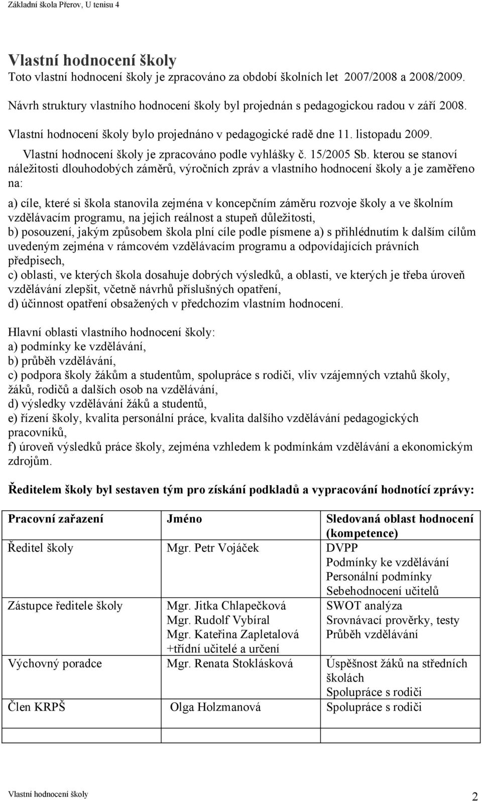 kterou se stanoví náležitosti dlouhodobých záměrů, výročních zpráv a vlastního hodnocení školy a je zaměřeno na: a) cíle, které si škola stanovila zejména v koncepčním záměru rozvoje školy a ve