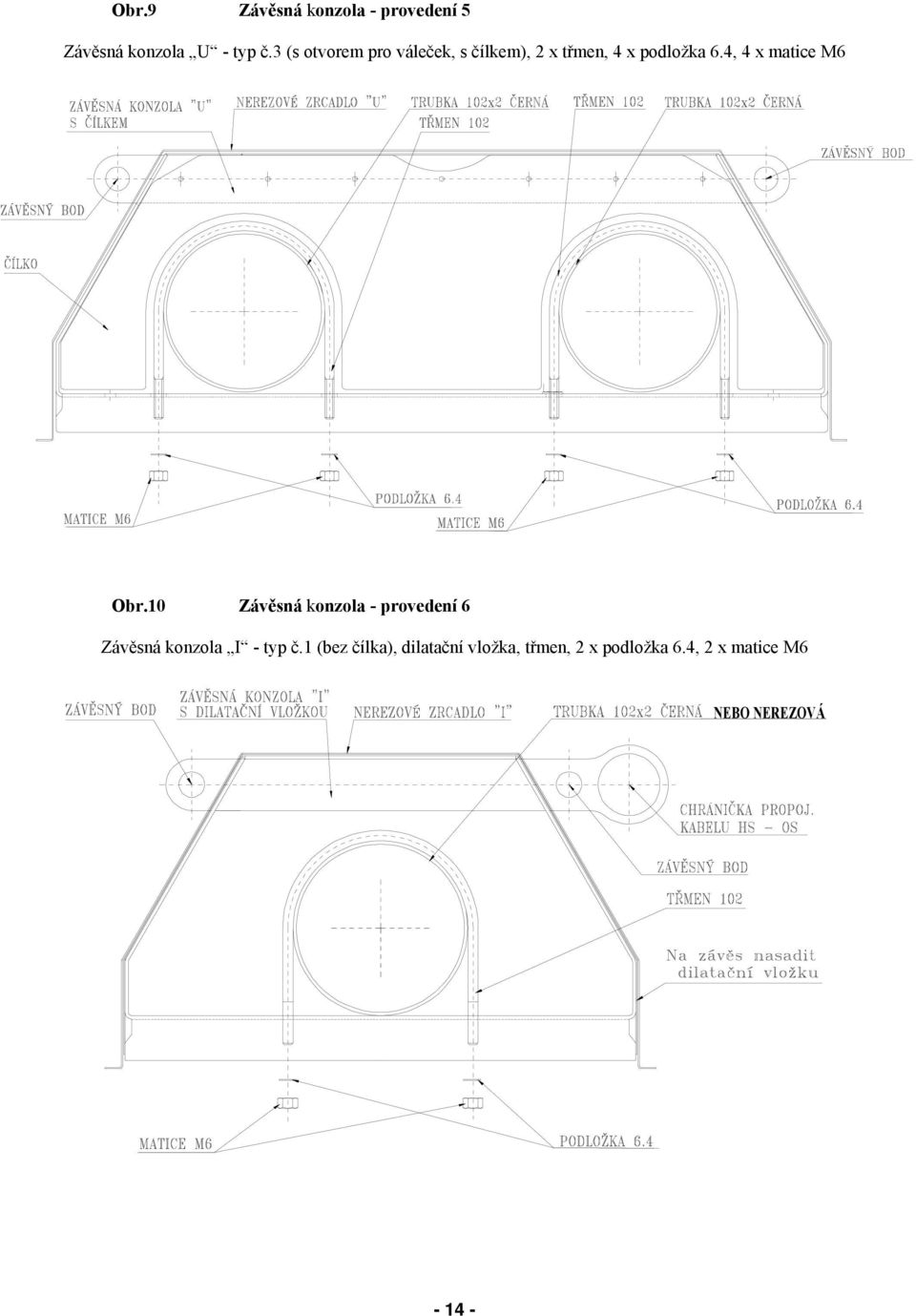 4, 4 x matice M6 Obr.