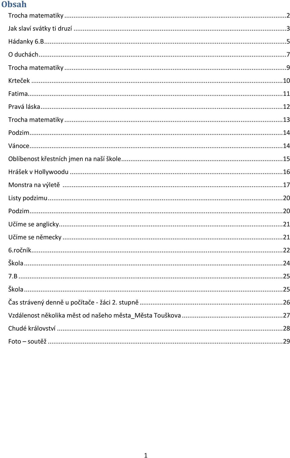 .. 17 Listy podzimu... 20 Podzim... 20 Učíme se anglicky... 21 Učíme se německy... 21 6.ročník... 22 Škola... 24 7.B... 25 Škola.