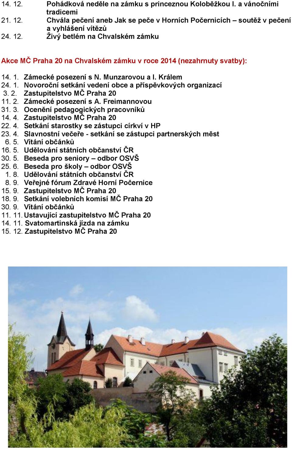 4. Zastupitelstvo MČ Praha 20 22. 4. Setkání starostky se zástupci církví v HP 23. 4. Slavnostní večeře - setkání se zástupci partnerských měst 6. 5. Vítání občánků 16. 5. Udělování státních občanství ČR 30.