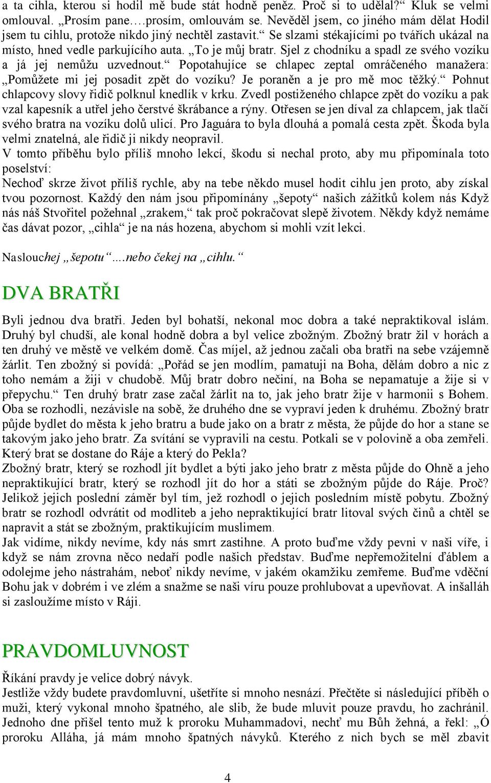 Sjel z chodníku a spadl ze svého vozíku a já jej nemůžu uzvednout. Popotahujíce se chlapec zeptal omráčeného manažera: Pomůžete mi jej posadit zpět do vozíku? Je poraněn a je pro mě moc těžký.