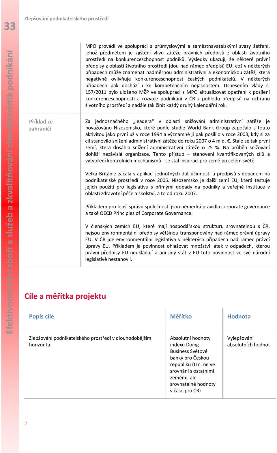 Výsledky ukazují, že některé právní předpisy z oblasti životního prostředí jdou nad rámec předpisů EU, což v některých případech může znamenat nadměrnou administrativní a ekonomickou zátěž, která