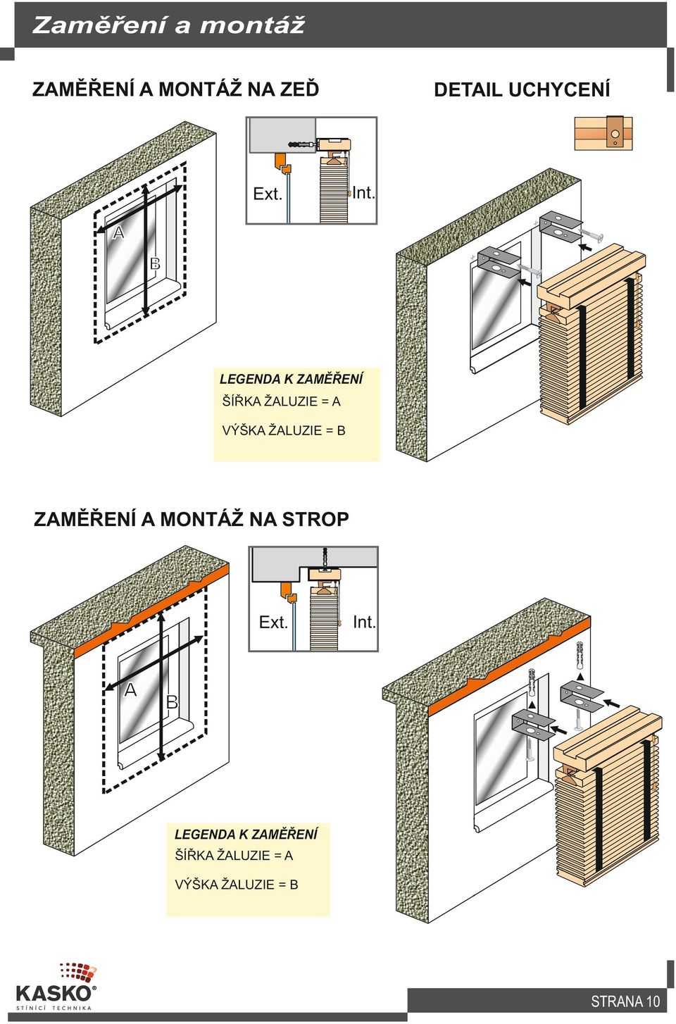 VÝŠKA ŽALUZIE = B ZAMĚŘENÍ A MONTÁŽ NA