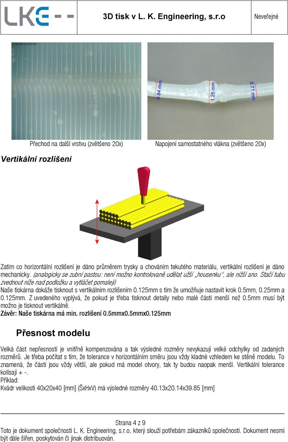 Stačí tubu zvednout níže nad podložku a vytláčet pomaleji) Naše tiskárna dokáže tisknout s vertikálním rozlišením 0.125mm 