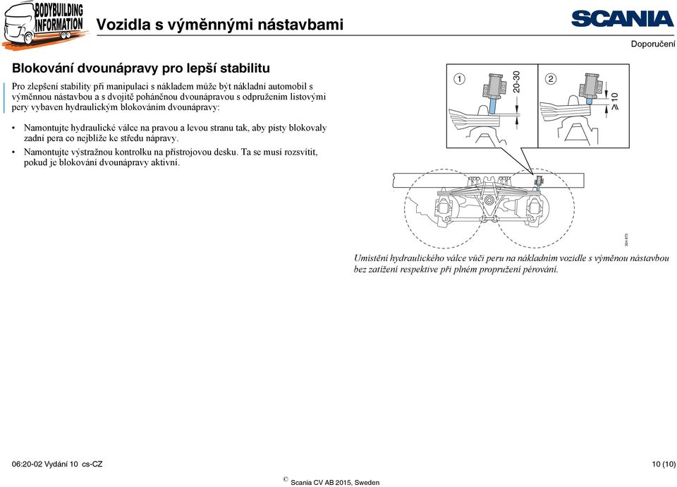 zadní pera co nejblíže ke středu nápravy. Namontujte výstražnou kontrolku na přístrojovou desku. Ta se musí rozsvítit, pokud je blokování dvounápravy aktivní.