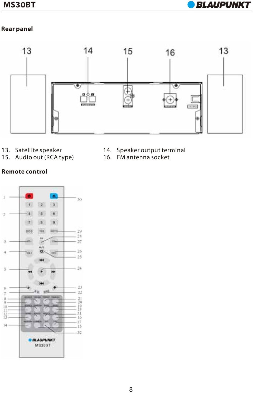 Speaker output terminal 15.