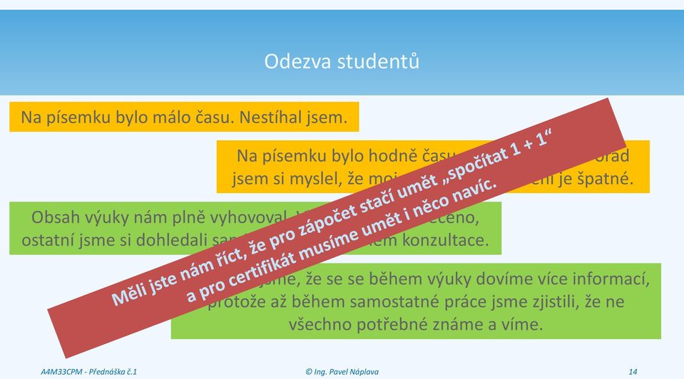 Vše klíčové bylo řečeno, ostatní jsme si dohledali sami nebo zjistili během konzultace.