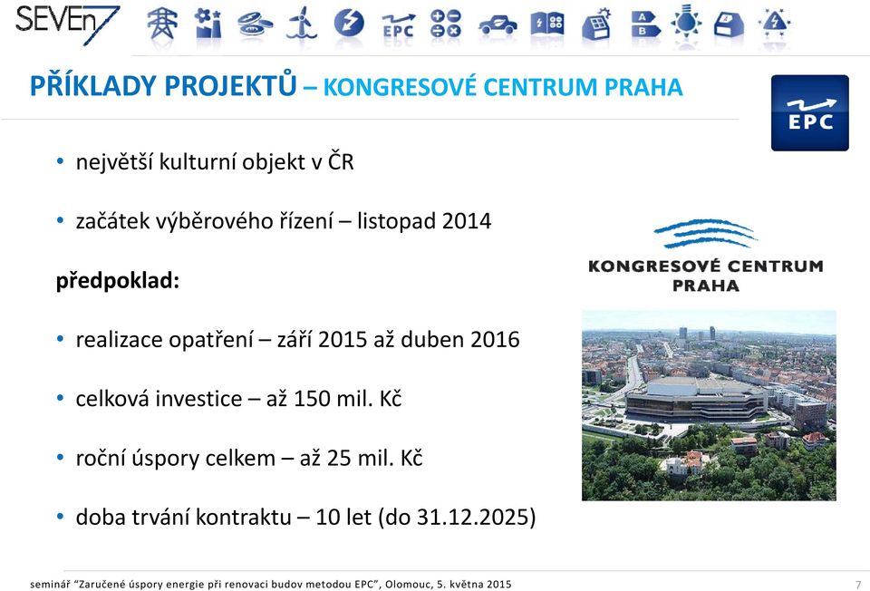 až 150 mil. Kč roční č úspory celkem až 25 mil. Kčč doba trvání kontraktu 10 let (do 31.12.