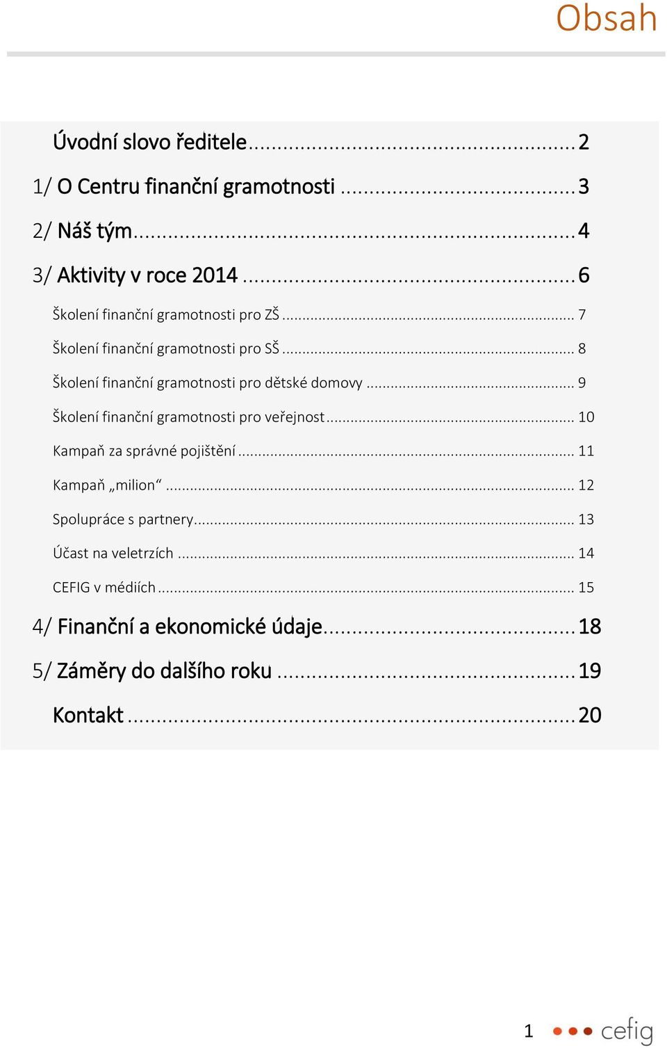 .. 8 Školení finanční gramotnosti pro dětské domovy... 9 Školení finanční gramotnosti pro veřejnost.