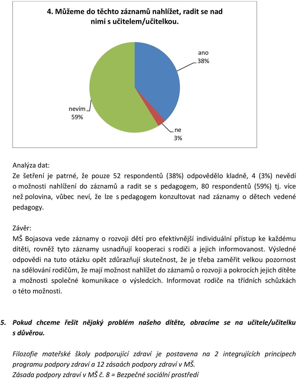 více ž polovina, vůbec ví, že lze s pedagogem konzultovat nad záznamy o dětech vedené pedagogy.