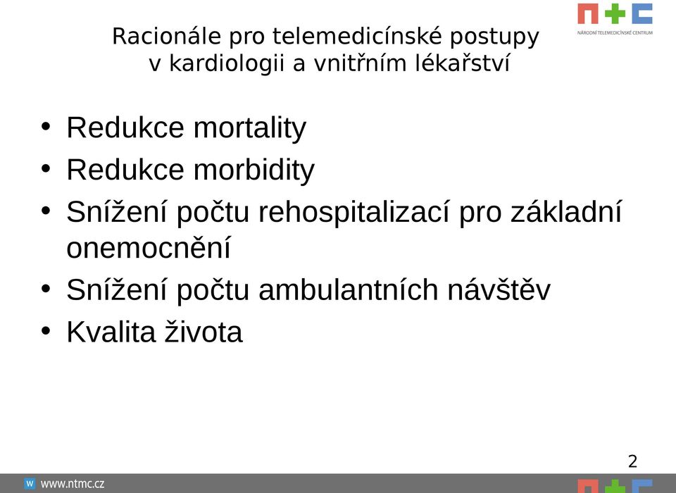 morbidity Snížení počtu rehospitalizací pro základní