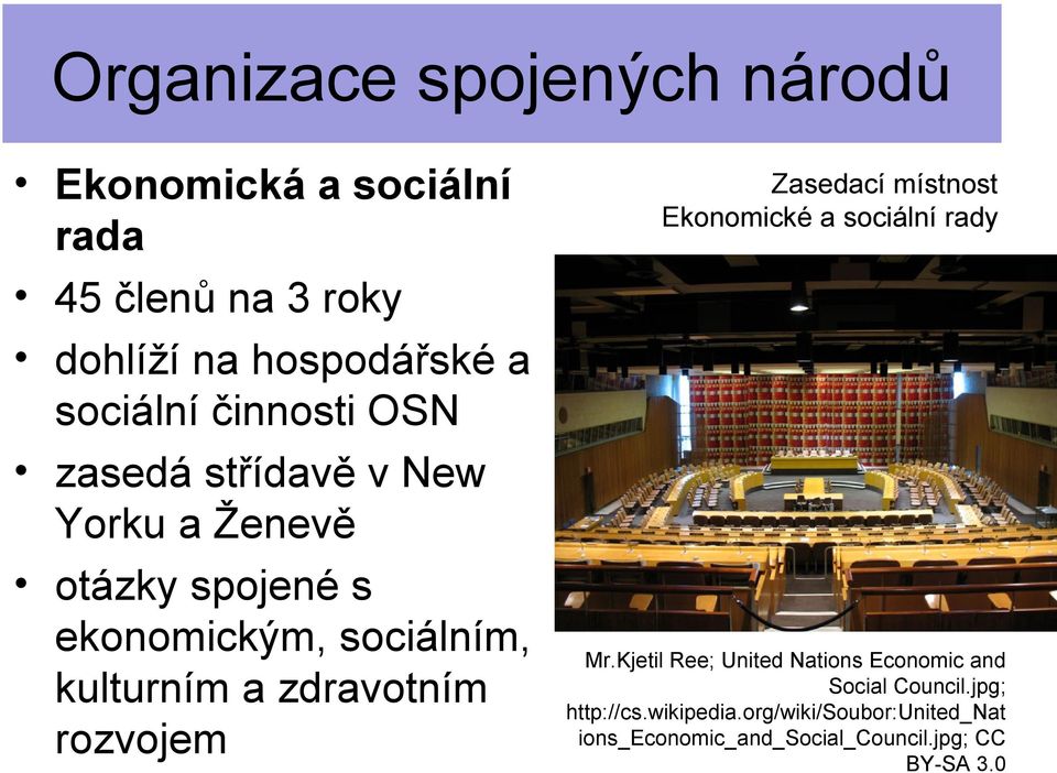 rozvojem Zasedací místnost Ekonomické a sociální rady Mr.