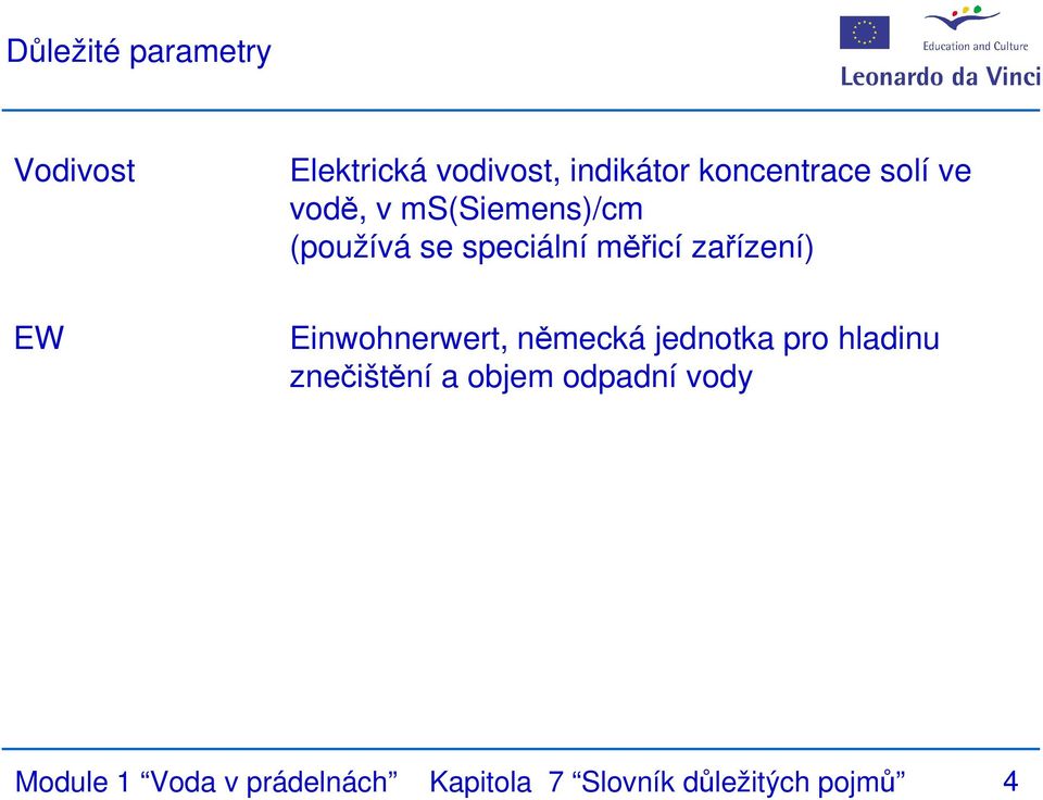 Einwohnerwert, německá jednotka pro hladinu znečištění a objem